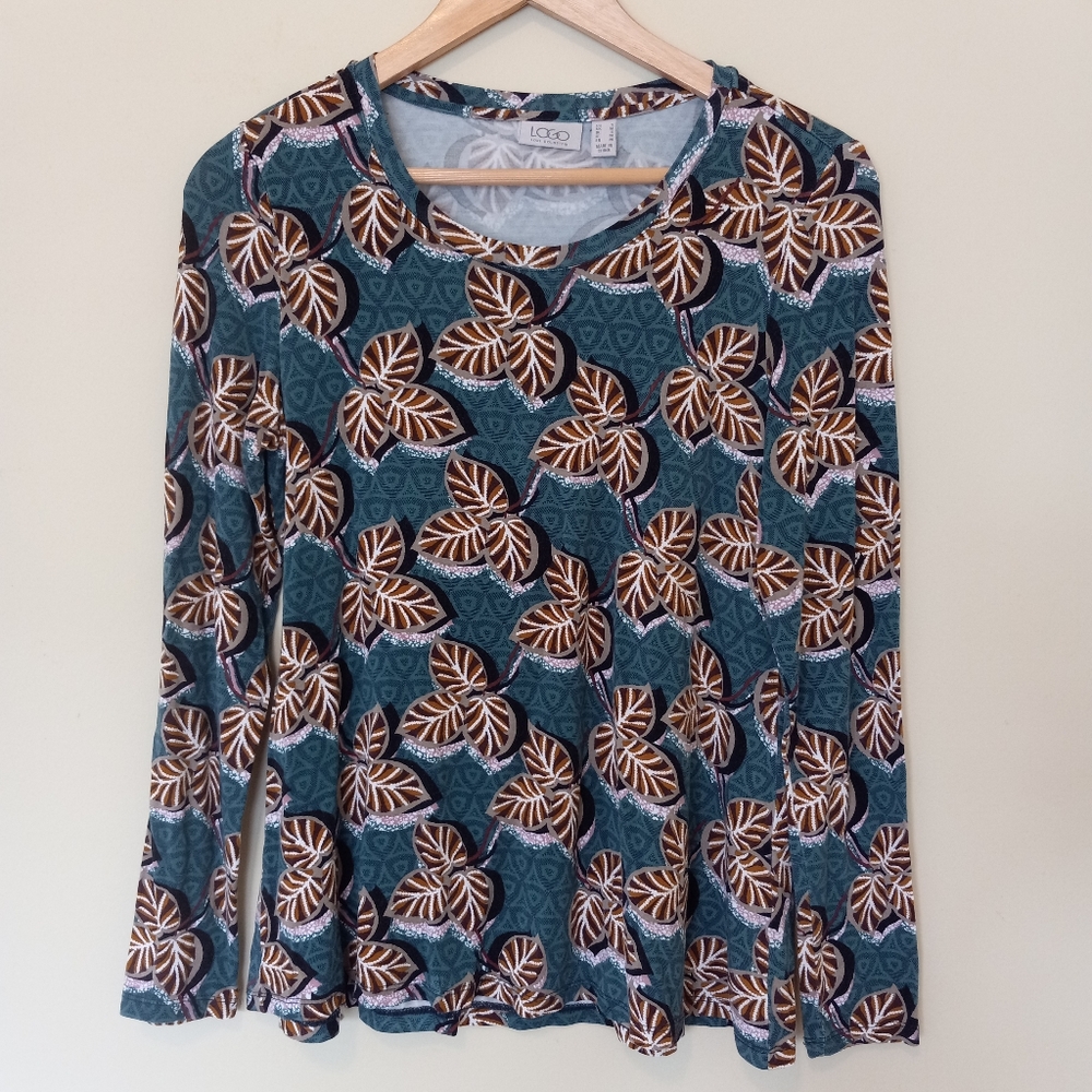 LOGO by Lori Goldstein Women's Rayon Blend Comfort Lounge Top Size Small